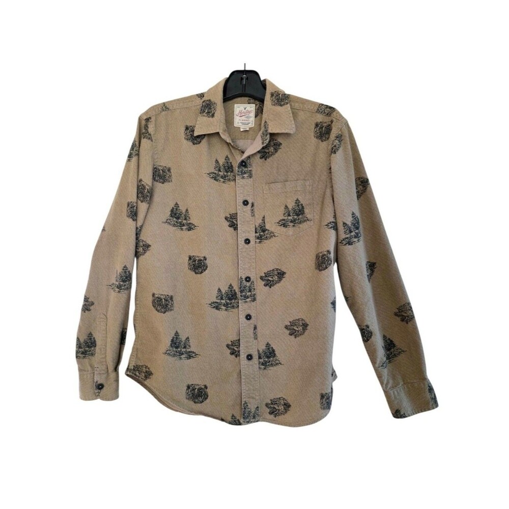 AEO Heritage Flannel Cotton Bear Wolf Print size M